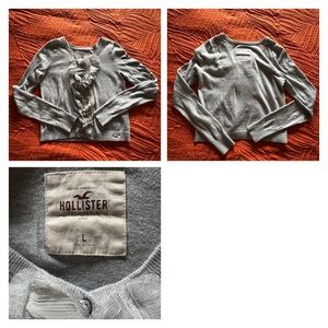 Hollister Gray Ruffle Cardigan